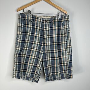 Abercrombie & Fitch Shorts Mens Sz 34 Plaid Button Fly Heavy Cotton Pockets